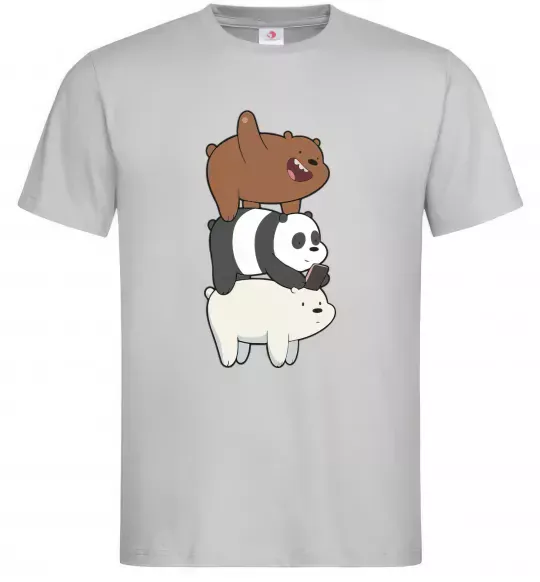 Мужская футболка We bare bears Серый фото