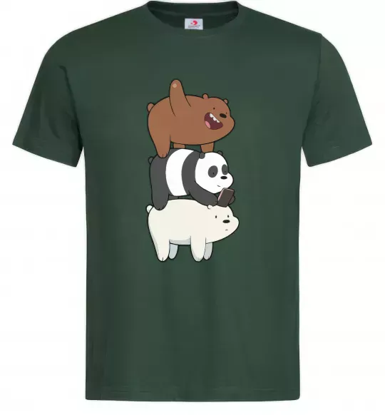 Мужская футболка We bare bears Темно-зеленый фото