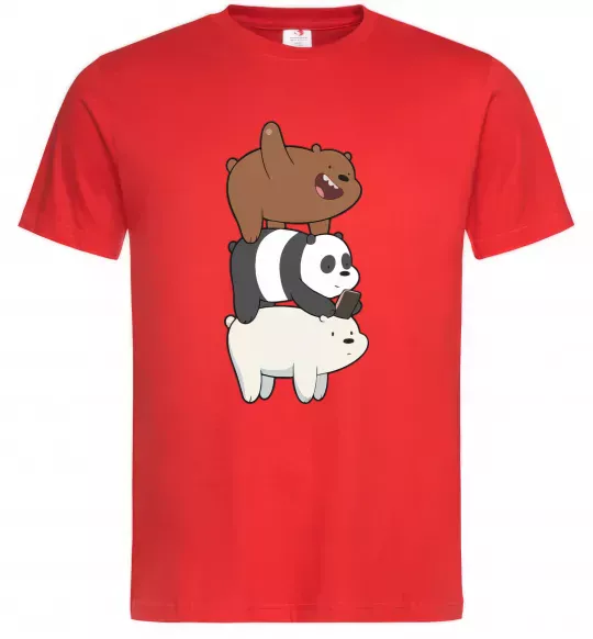 Мужская футболка We bare bears Красный фото
