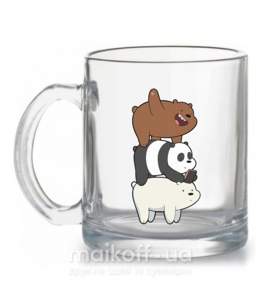 Чашка стеклянная We bare bears Прозрачный фото