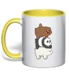 Чашка с цветной ручкой We bare bears Солнечно желтый фото