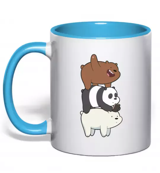 Чашка с цветной ручкой We bare bears Голубой фото