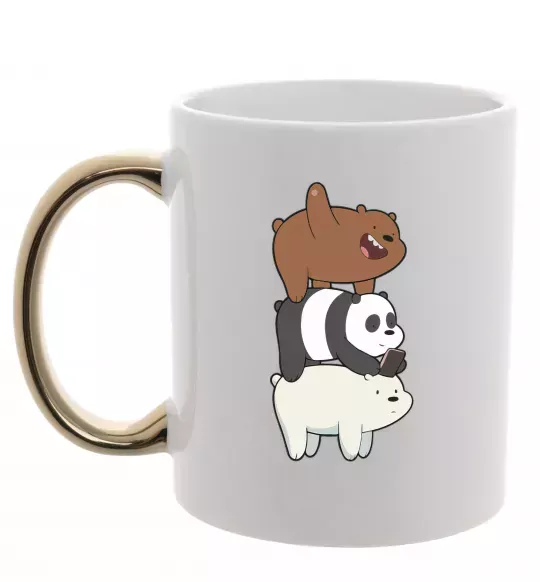 Чашка с цветной ручкой We bare bears Золото фото