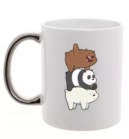 Чашка с цветной ручкой We bare bears Серебро фото