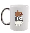 Чашка с цветной ручкой We bare bears Серебро фото