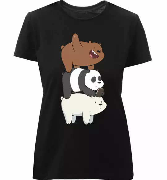 Женская премиум футболка We bare bears Черный фото