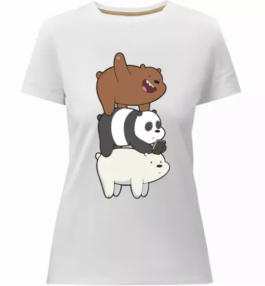 Женская премиум футболка We bare bears Белый фото