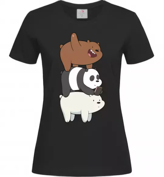 Жіноча футболка We bare bears Чорний фото