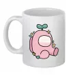 Чашка керамічна Among us рожевий з листям Білий фото