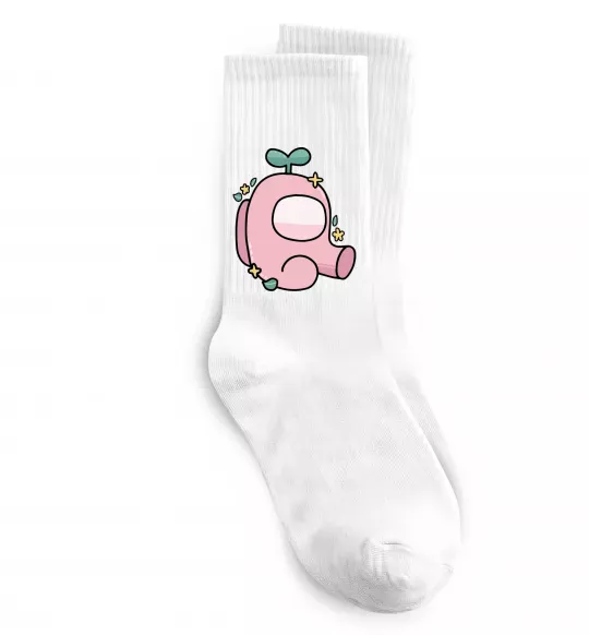 Носки Among us рожевий з листям Белый фото