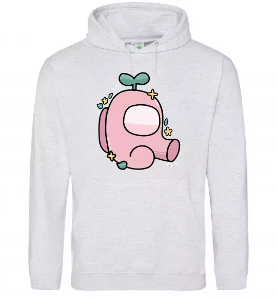 Жіноча толстовка (худі) Among us рожевий з листям Сірий меланж фото