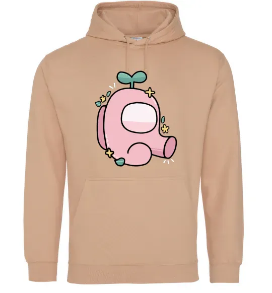 Жіноча толстовка (худі) Among us рожевий з листям Пісочний фото