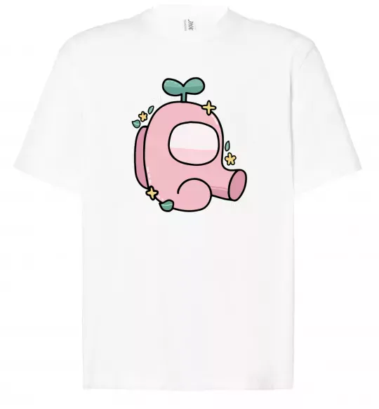 Футболка Оверсайз Among us рожевий з листям Белый фото