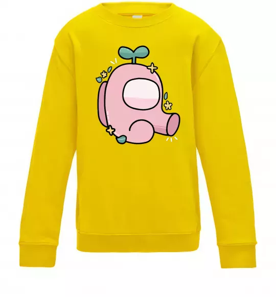 Детский Свитшот Among us рожевий з листям Солнечно желтый фото