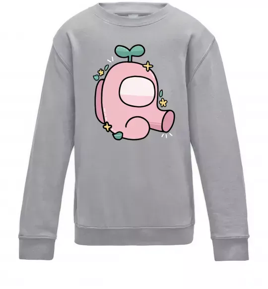 Детский Свитшот Among us рожевий з листям Серый меланж фото