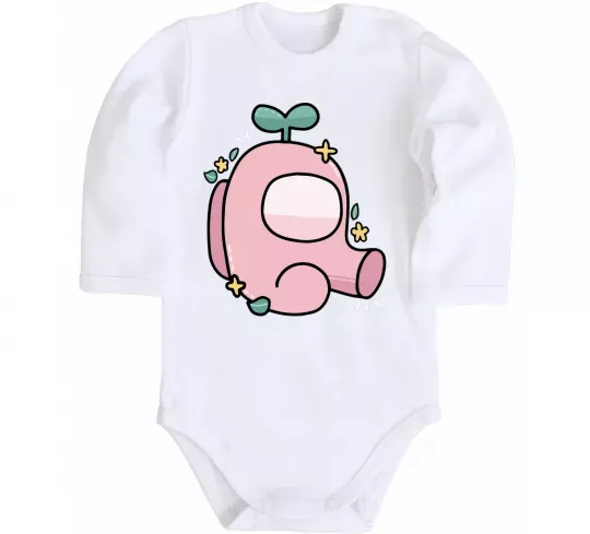 Детский боди Among us рожевий з листям Белый фото