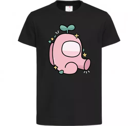 Дитяча футболка Among us рожевий з листям Чорний фото