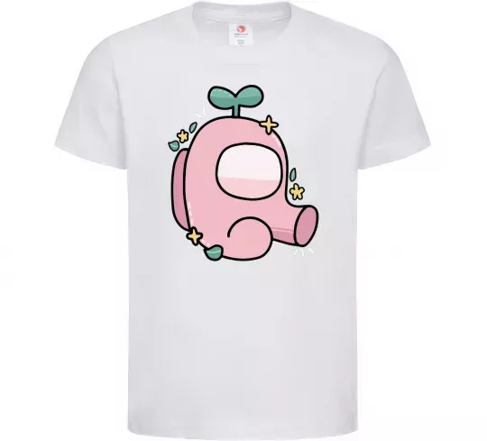 Дитяча футболка Among us рожевий з листям Білий фото