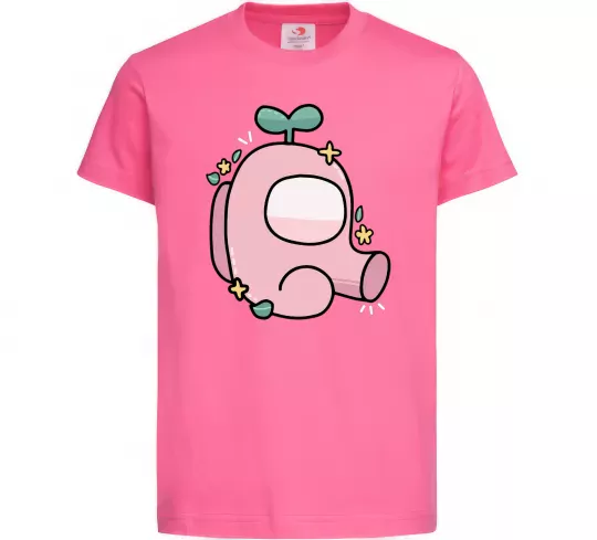 Дитяча футболка Among us рожевий з листям Яскраво-рожевий фото