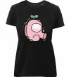 Женская премиум футболка Among us рожевий з листям Черный фото