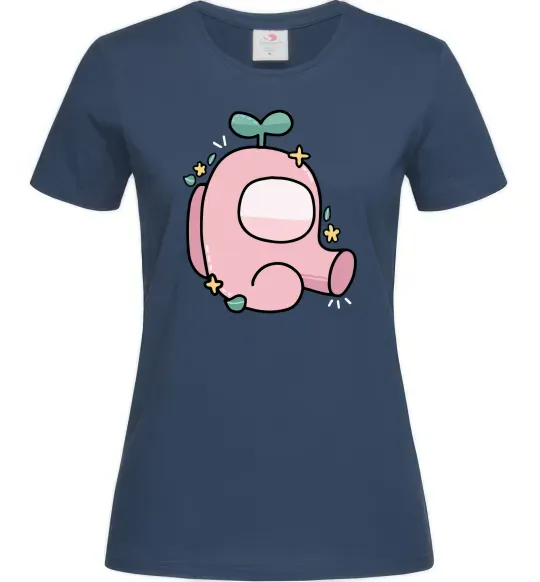 Жіноча футболка Among us рожевий з листям Темно-синій фото