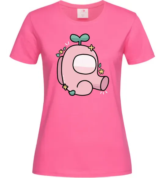 Жіноча футболка Among us рожевий з листям Яскраво-рожевий фото