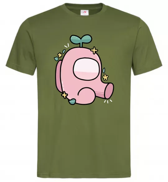 Чоловіча футболка Among us рожевий з листям Оливковий фото