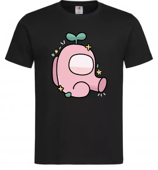 Чоловіча футболка Among us рожевий з листям Чорний фото