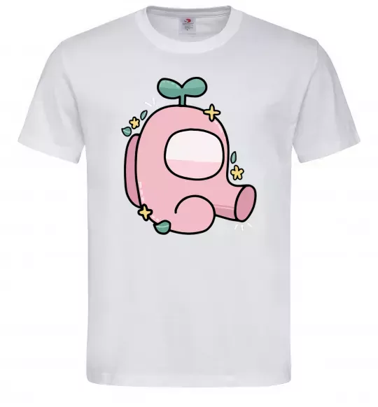 Чоловіча футболка Among us рожевий з листям Білий фото