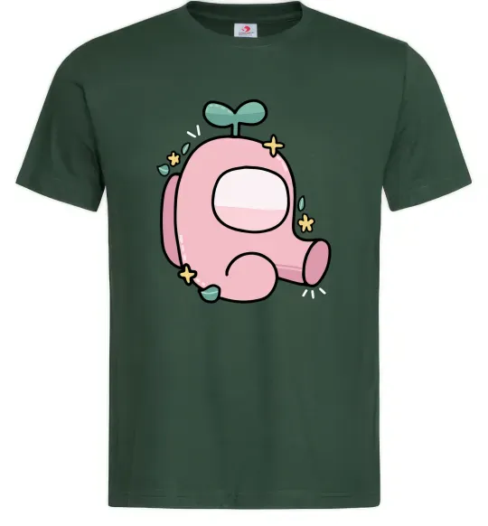 Чоловіча футболка Among us рожевий з листям Темно-зелений фото