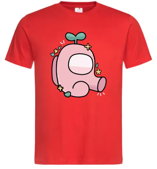 Чоловіча футболка Among us рожевий з листям Червоний фото