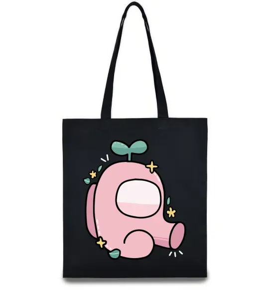 Эко-сумка Among us рожевий з листям Черный фото