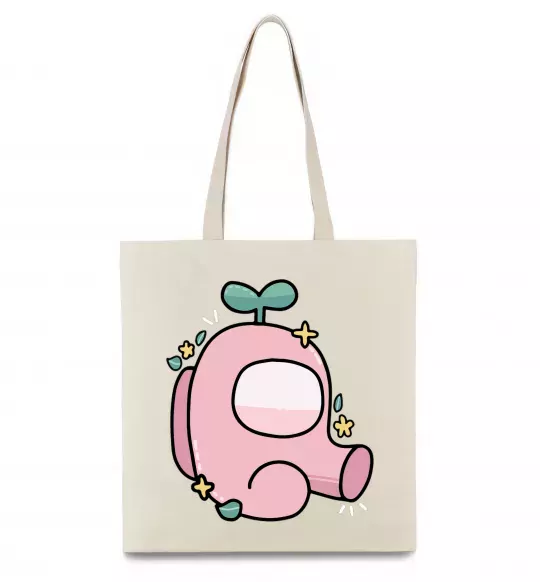 Эко-сумка Among us рожевий з листям Бежевый фото