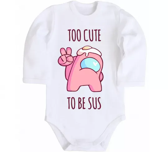 Дитячий бодік Among us too cute Білий фото