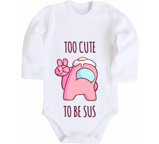 Дитячий бодік Among us too cute Білий фото