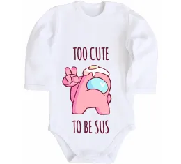 Дитячий бодік Among us too cute Білий фото