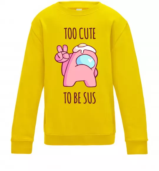 Детский Свитшот Among us too cute Солнечно желтый фото