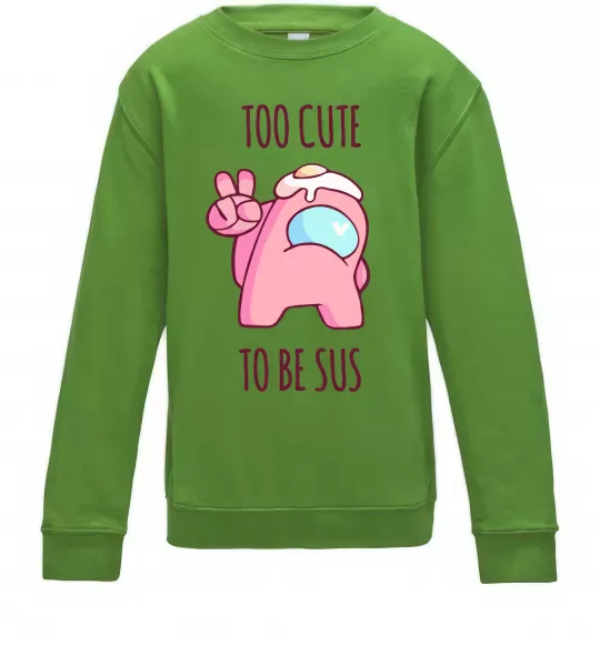 Детский Свитшот Among us too cute Лаймовый фото