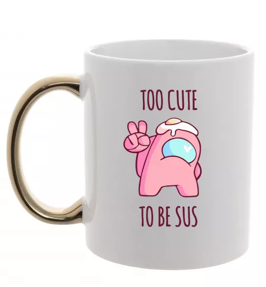 Чашка с цветной ручкой Among us too cute Золото фото