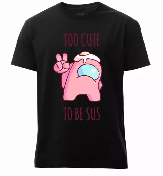 Мужская премиум футболка Among us too cute Черный фото