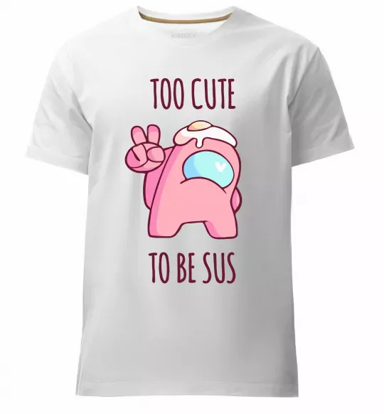 Мужская премиум футболка Among us too cute Белый фото
