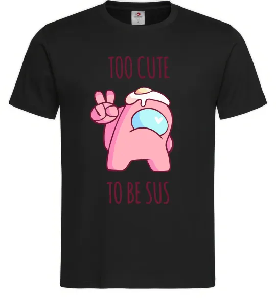 Чоловіча футболка Among us too cute Чорний фото