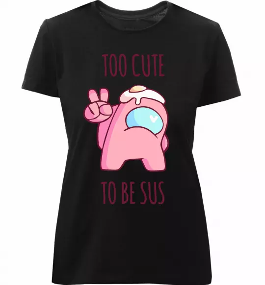 Жіноча преміум футболка Among us too cute Чорний фото