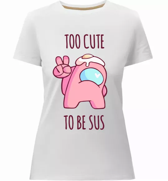 Жіноча преміум футболка Among us too cute Білий фото