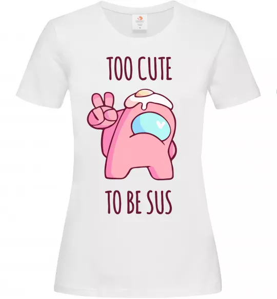 Жіноча футболка Among us too cute Білий фото
