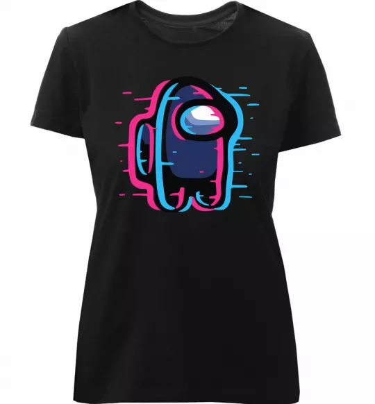 Женская премиум футболка Among us сдвиг Черный фото