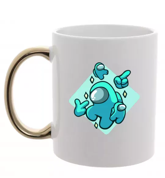 Чашка с цветной ручкой Among us blue Золото фото