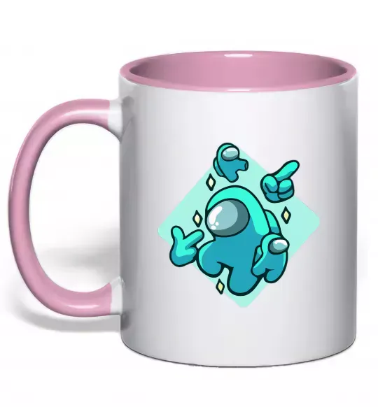 Чашка с цветной ручкой Among us blue Нежно розовый фото