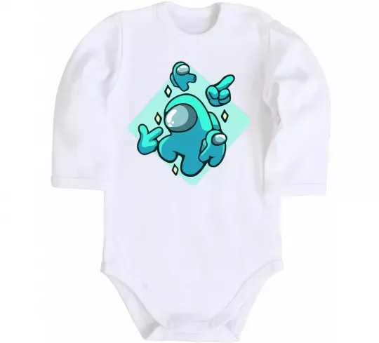 Детский боди Among us blue Белый фото