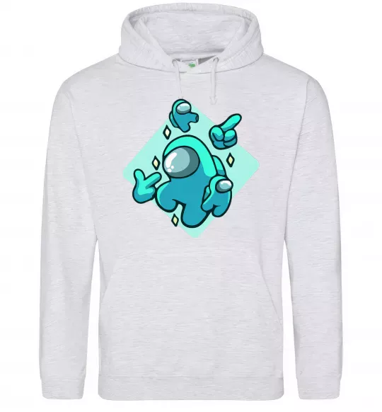 Мужская толстовка (худи) Among us blue Серый меланж фото